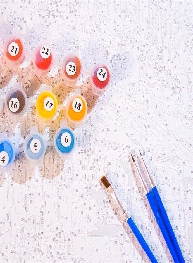 TREXEE مجموعة الرسم بالأرقام من TREXEE، مجموعة رسم زيتي على قماش، مناسبة للأطفال والكبار والمبتدئين، مع فرش طلاء. مجموعة الرسم بالأرقام للكبار، ألوان أكريليك، لوحة فنية مقاس 16×20 بوصة بدون إطار، منظر بحري. - Image 5